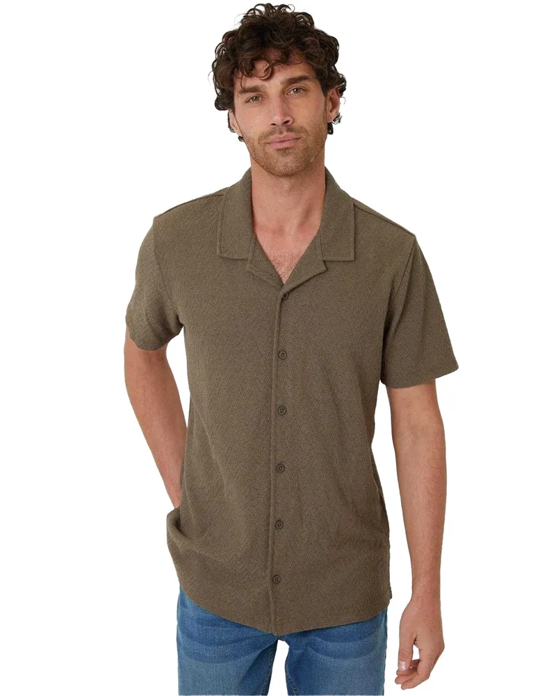 Threadbare Selkirk" Hemd für Herren, leger (Khakigrün Khaki