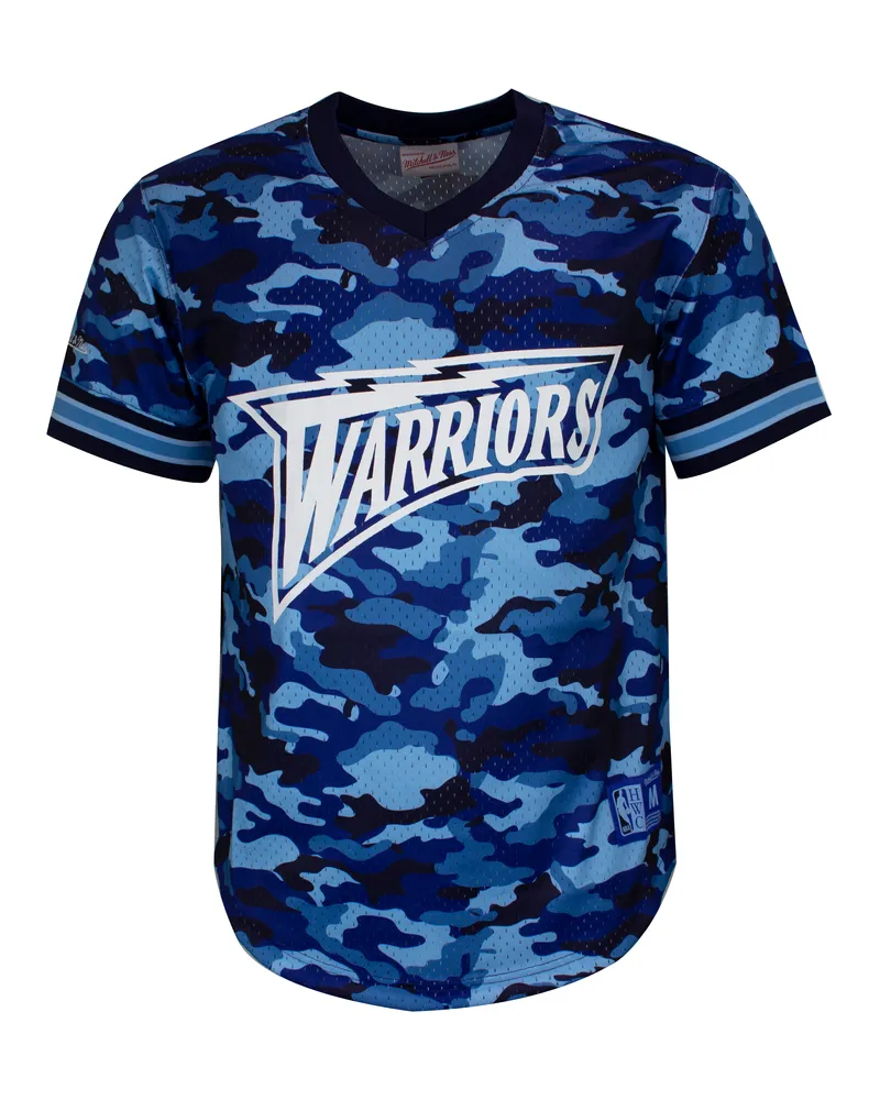 Mitchell & Ness Camo Mesh Team Golden State Warriors Herren T-Shirt Blau