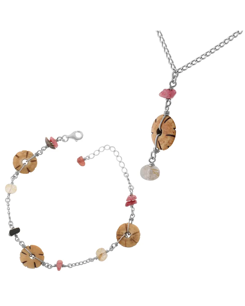 Orphelia Damen-Set aus 925er Sterlingsilber: Armband + Halskette – Silber SET-2586 Silber
