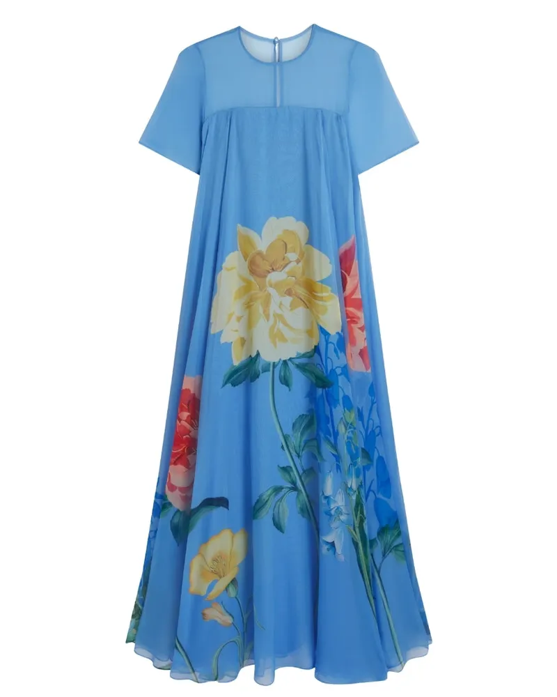 Ted Baker Marie Maxikleid Mit Kurzen Ärmeln Und Volumen In Blau Hellblau