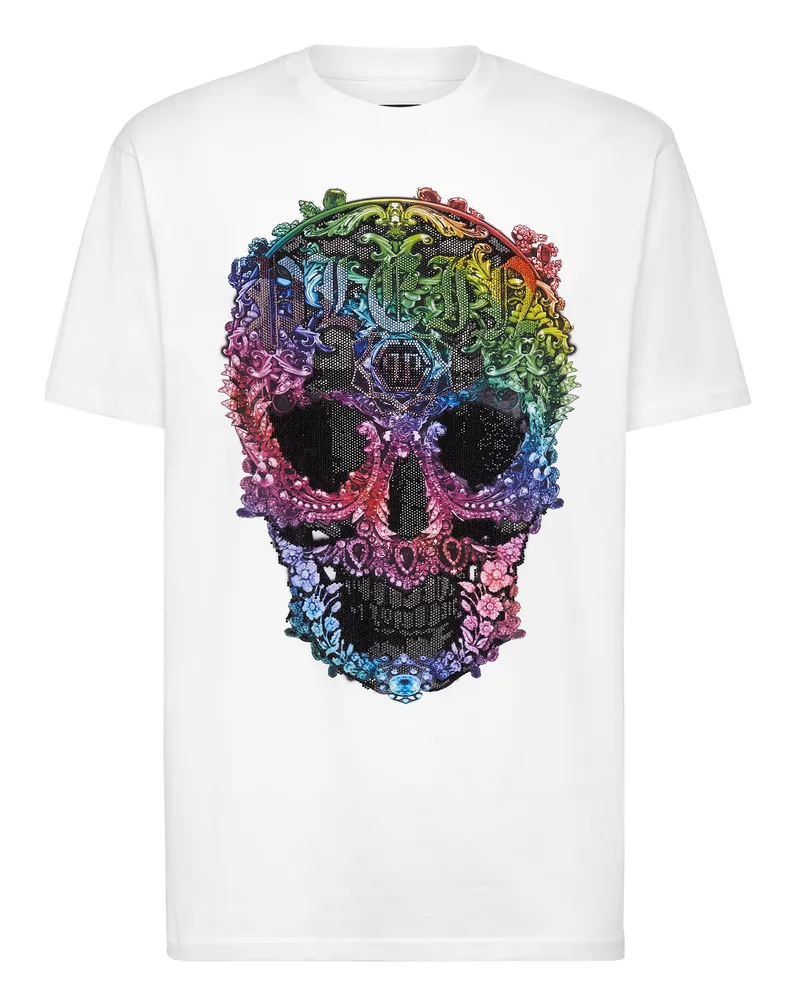 Philipp Plein Rundhals-T-Shirt Skull - Weiß Weiß