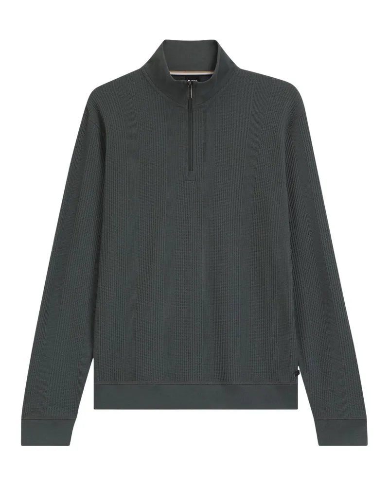 HUGO BOSS Pullover für Herren, mit kurzem Reißverschluss (Grün Grün