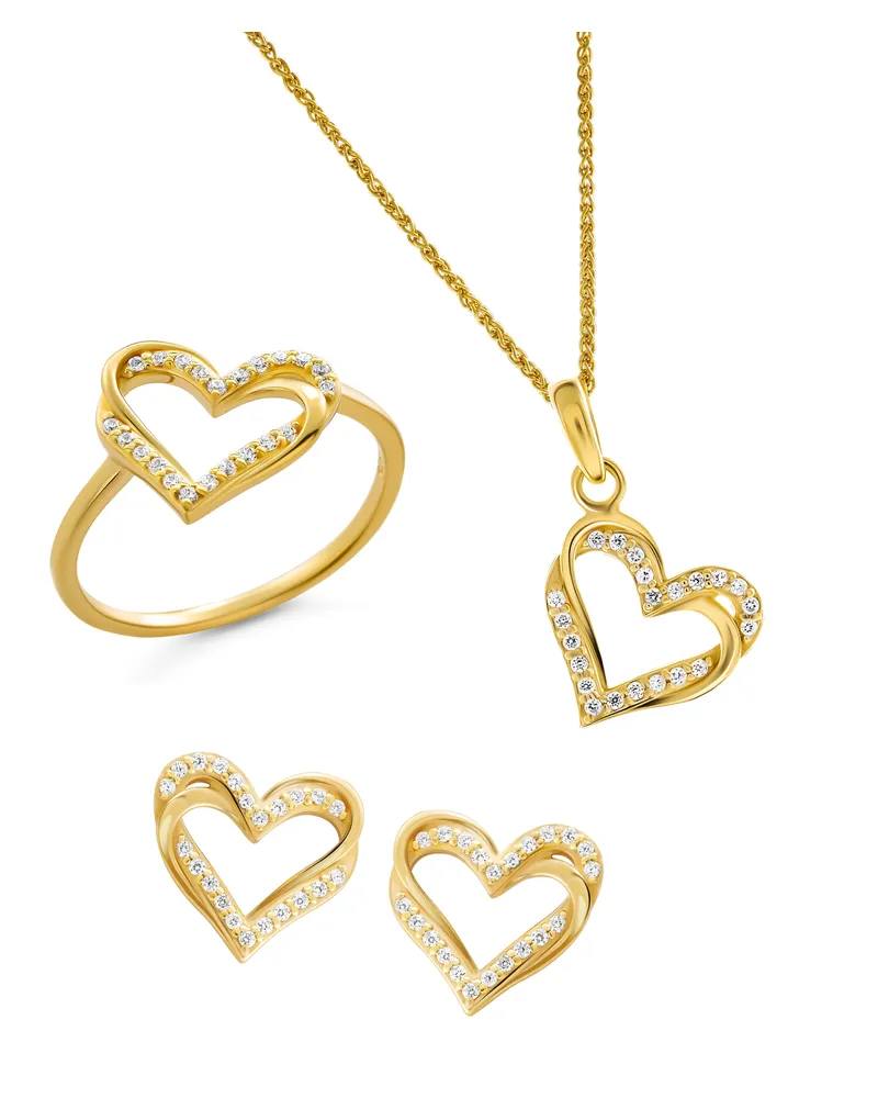 Orphelia Cecilia' Damen 925 Sterling Silber Set: Halskette + Ohrringe + Ring - Gold SET-7584/G Gold