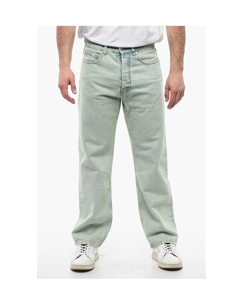 Palm Angels Straight Fit OVERDYE LOGO Jeans mit Gürtelschlaufen 24cm in Hellblau Hellblau