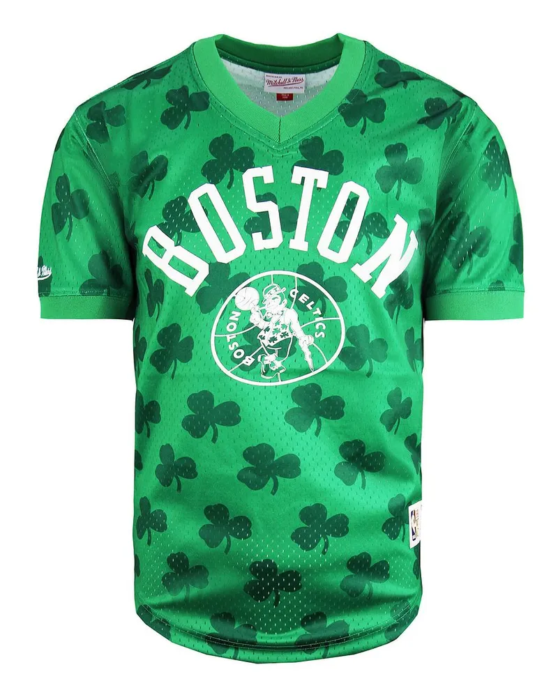Mitchell & Ness NBA Boston Celtics Wordmark Mesh Mens T-Shirt Dunkelgrün