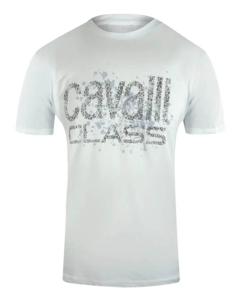 Roberto Cavalli Weißes T-shirt Mit Gesprühtem Logo Weiß