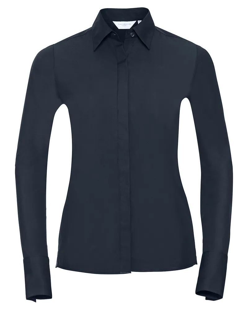 Russell Athletic Russell Collection - "Ultimate" Formelles Hemd für Damen Langärmlig (Leuchtend Navy-Blau Marineblau