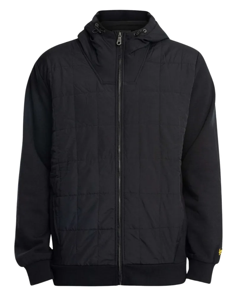 Lyle & Scott Hybrid Quilted Schwarzer Kapuzenpullover mit Reißverschluss Schwarz