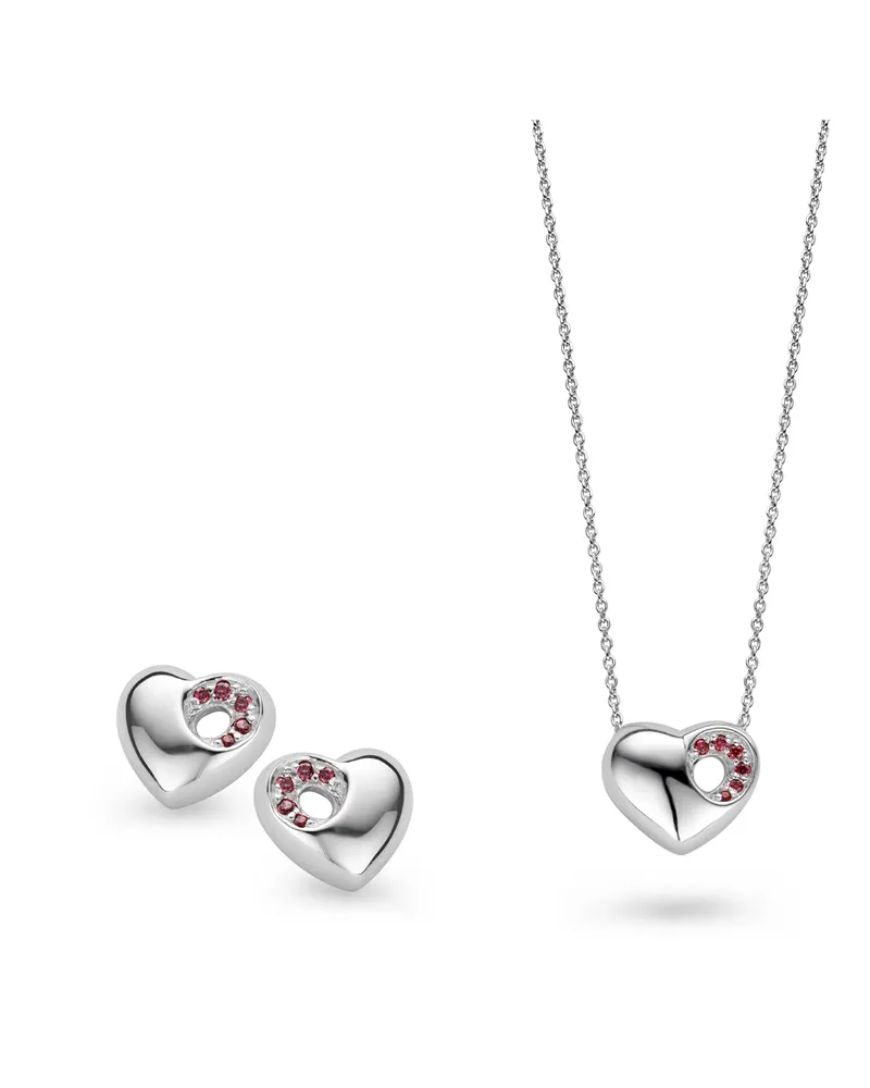 Orphelia Damen 925 Sterling Silber Set: Kettenanhänger + Ohrringe - Silber SET-5020 Silber