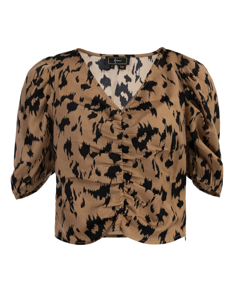 FAINA Drapiertes Blusenshirt Damen Kamel Schwarz Camel