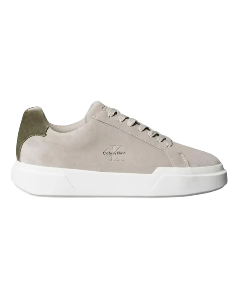 Calvin Klein Sneaker für Herren, Wildleder, Klobig (Braungrau/Weiß/Grün Taupe