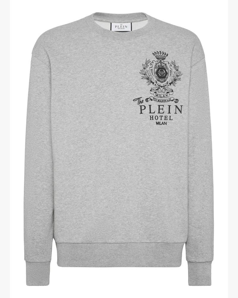 Philipp Plein Fleece Round Neck Sweatshirt Plein Hotel Grau