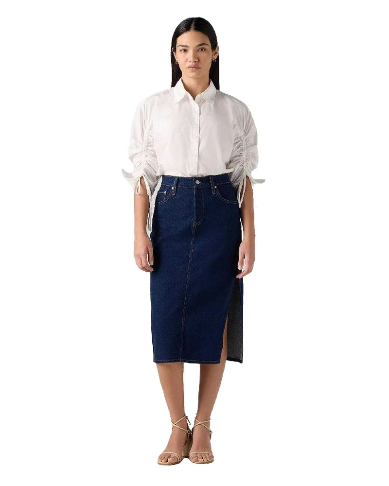 Levi's Midirock für Damen, Seitenschlitz (Blaue Steinwäsche Blau