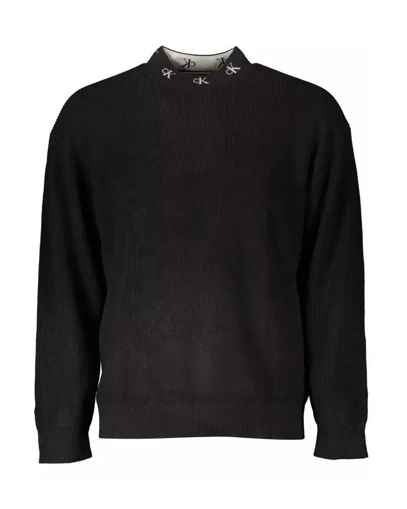 Calvin Klein Rippstrick Rundhals-Pullover Schwarz