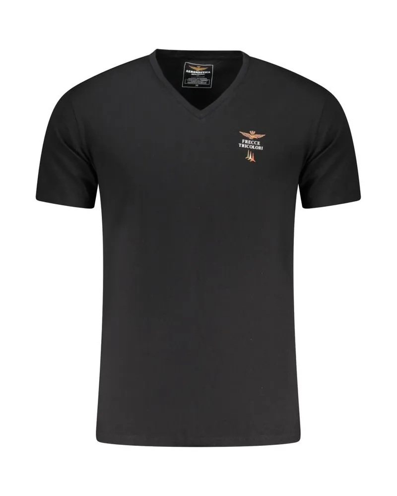 Aeronautica Militare Baumwoll-T-Shirt für Herren - Schwarz Schwarz