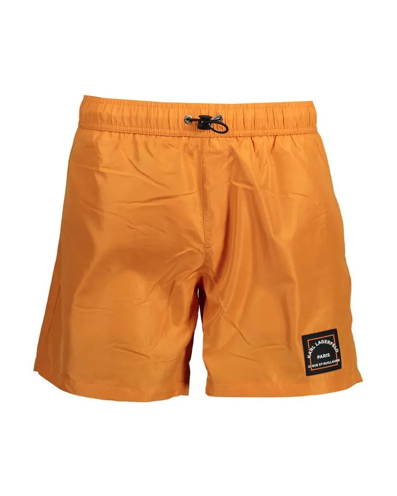 Karl Lagerfeld Arancione Polyester Herren Badeshorts Orange