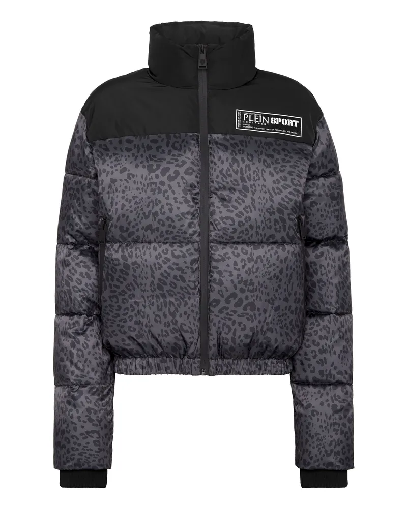 Philipp Plein Daunenjacke mit Leopardenprint - Schwarz Schwarz