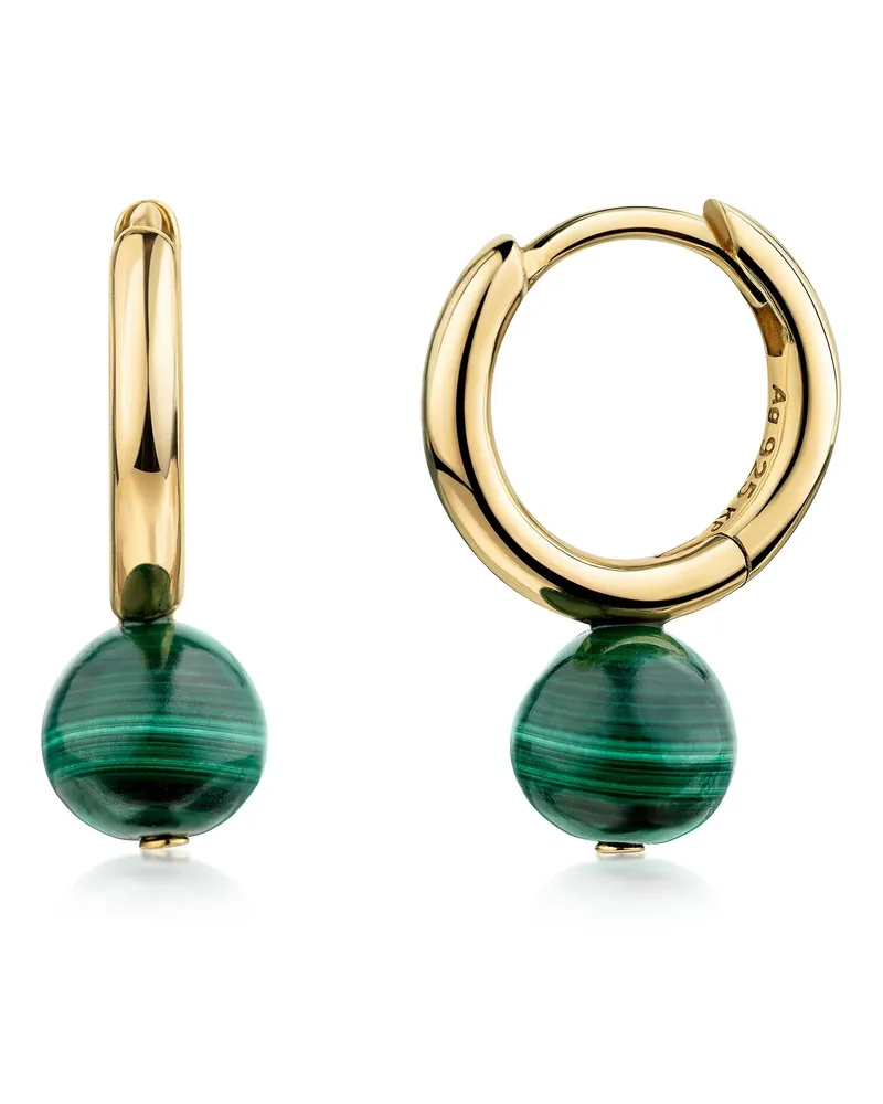 ZEEme Gemstones Creolen 925/- Sterling Silber vergoldet Malachit Gold
