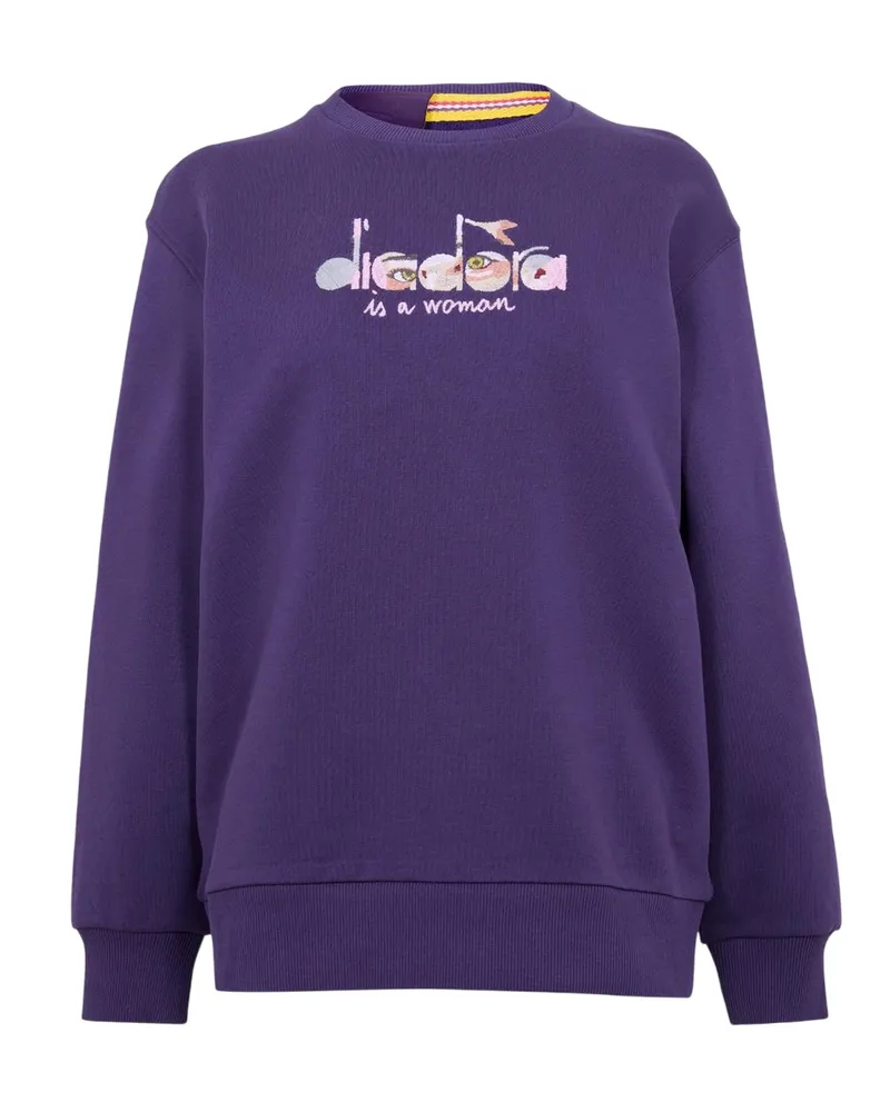 Diadora Sweatshirt für Damen, gerippt, Regulär, Langärmlig (Violett Lila