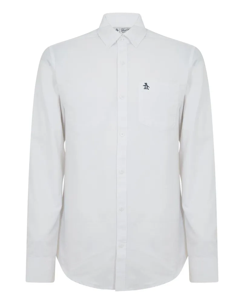 Original Penguin Button-Down-Hemd für Herren, Oxford Baumwolle (Brillantes Weiß Weiß