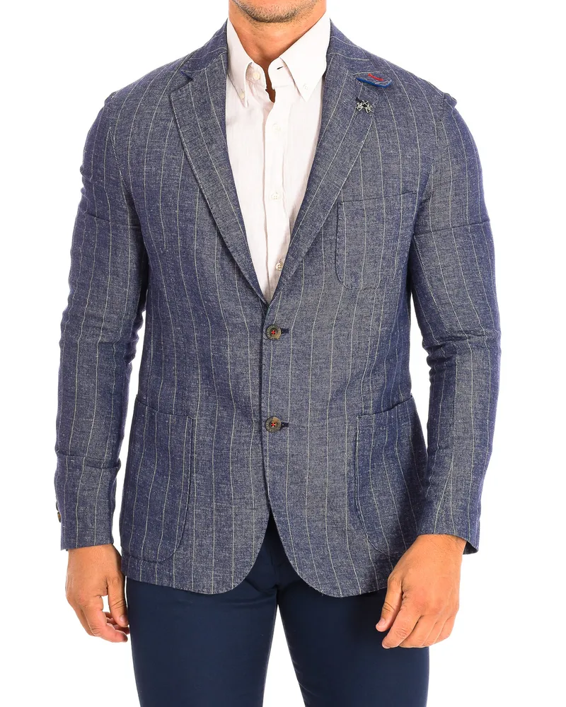 La Martina Langärmliger Blazer mit normaler Passform TMJ003-TL124, Herren Blau