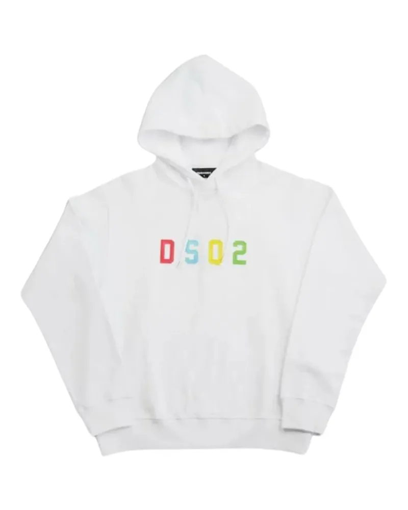 Dsquared2 Mehrfarbiger weißer Kapuzenpullover mit DSQ2-Logo Weiß