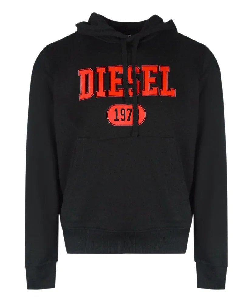 Diesel Herren 1978 Logo Kapuzenpullover (Schwarz/Rot Schwarz