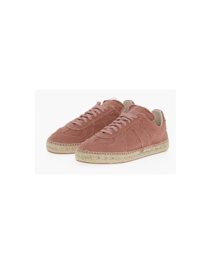 Maison Margiela MM22 Canvas Low Top Sneakers mit Jute-Detail in Pink Rosa