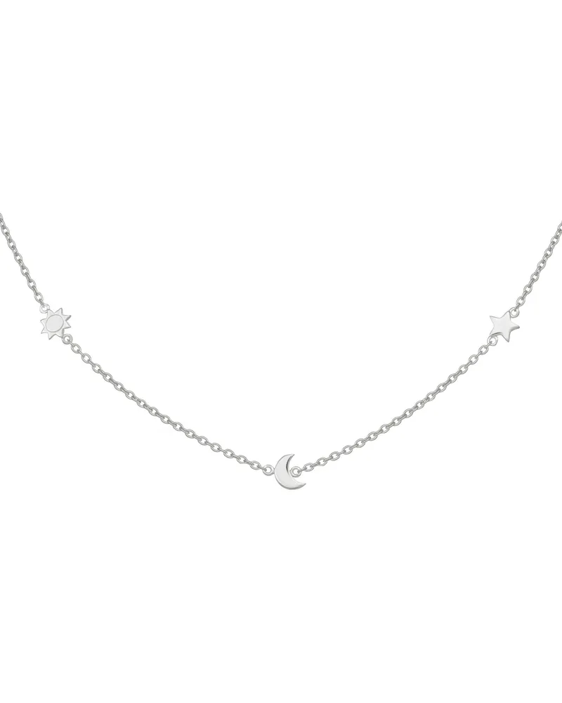 cai Collier 925 Sterling Silber rhodiniert Sonne - Mond - Stern Silber