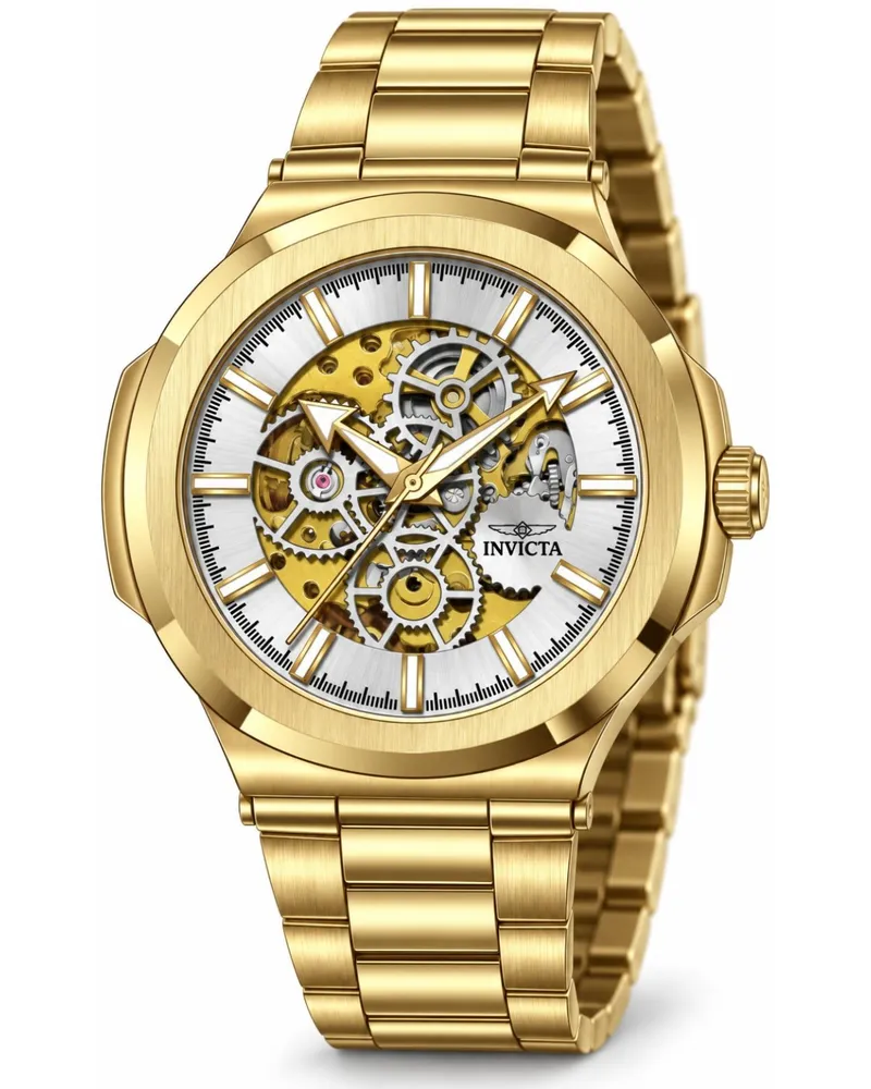 Invicta Objet D Art 70006 Herrenuhr - Automatikwerk - Stahl mit silbernem Zifferblatt - 43 mm Gold