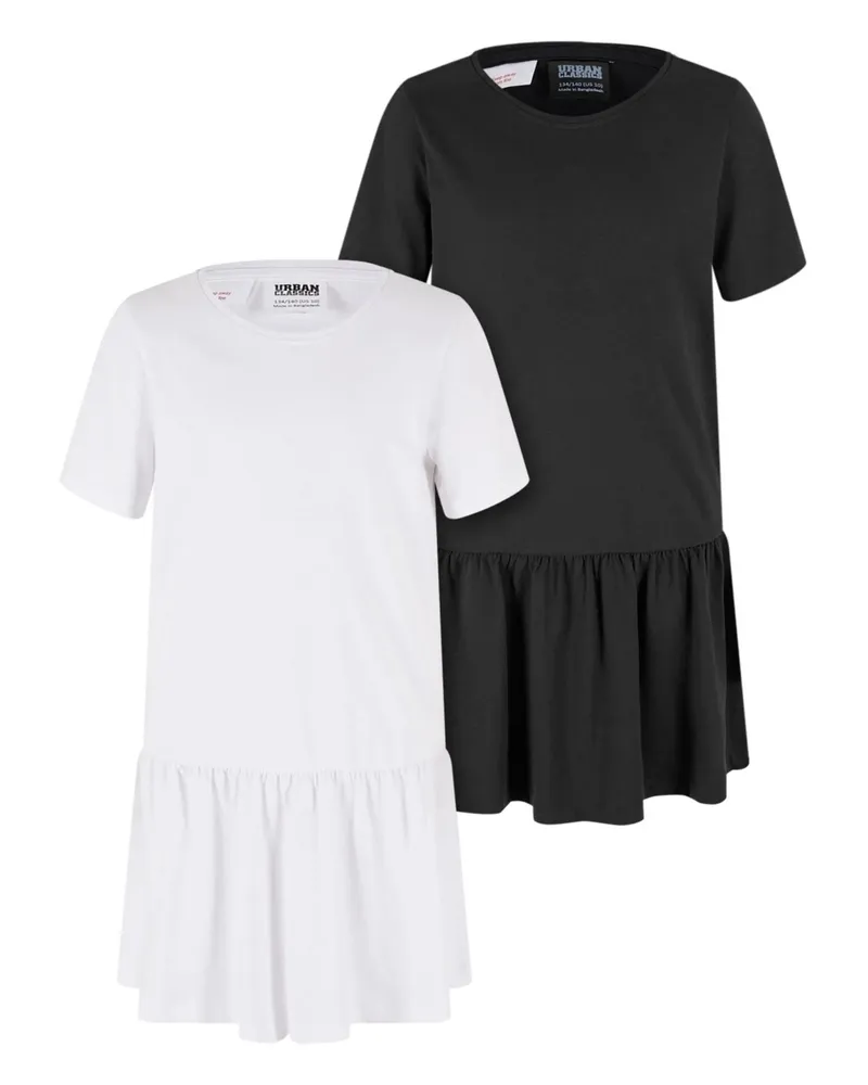 Urban Classics Valance" T-Shirt-Kleid für Mädchen(2er-Pack) (Weiß/Schwarz Weiß