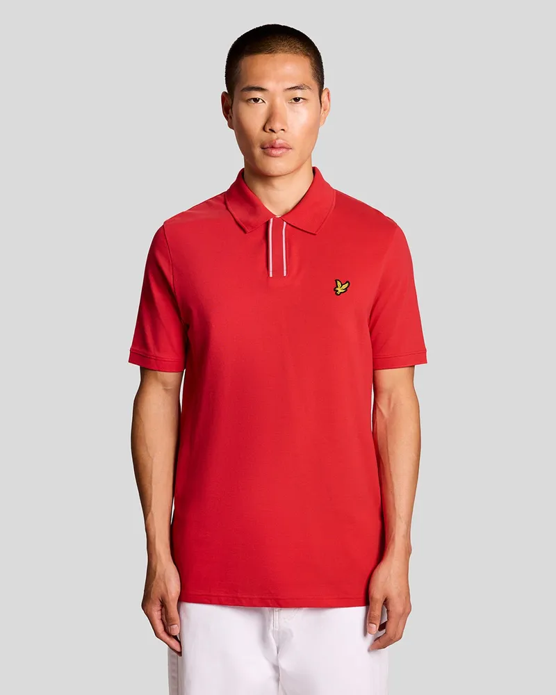 Lyle & Scott Poloshirt mit Besatz am Kragen Rot