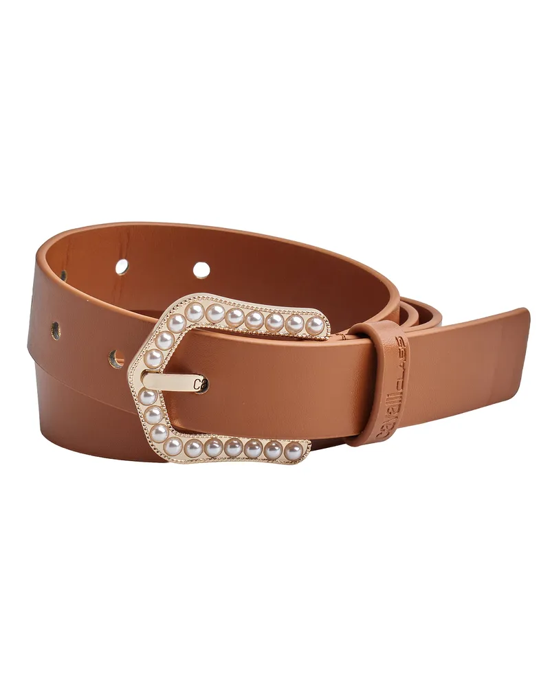 Roberto Cavalli Damenarmband mit Perlenverschluss CCBT0023 Braun
