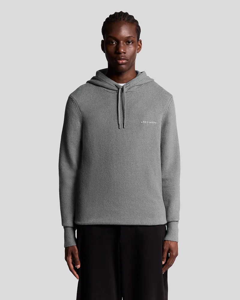 Lyle & Scott gestrickter Kapuzenpullover mit Schriftzug - Grau Grau