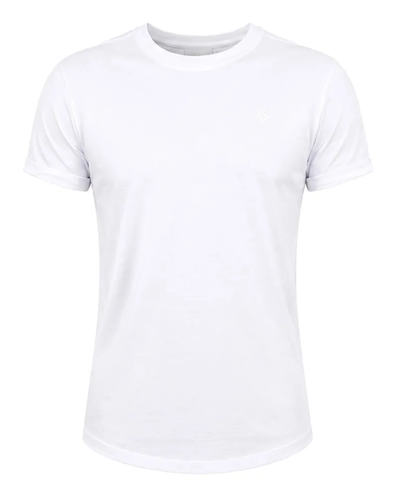 Alessandro Salvarini Herren T-Shirt AS-318 – 100% Baumwolle, Rundhals, weiches Material Weiß