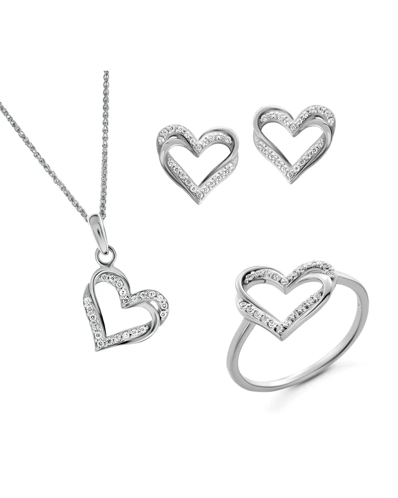 Orphelia Cecilia' Damen 925 Sterlingsilber Set: Halskette + Ohrringe + Ring - Silber SET-7584 Silber