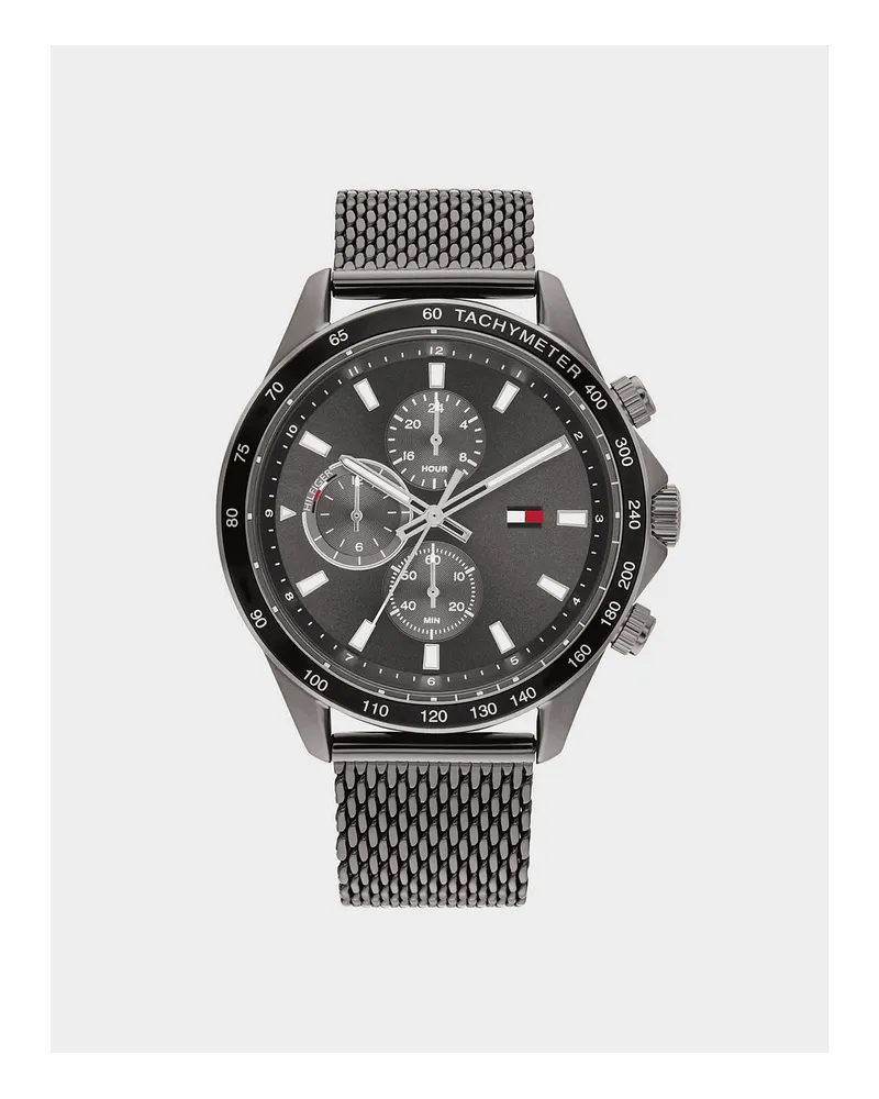 Tommy Hilfiger Montre Miles Chronograph Bracelet maille  Pour Accessoires en Noir Schwarz