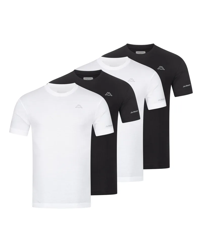 Kappa 4er Set T-Shirt BASIC in Schwarz/Weiß Weiß
