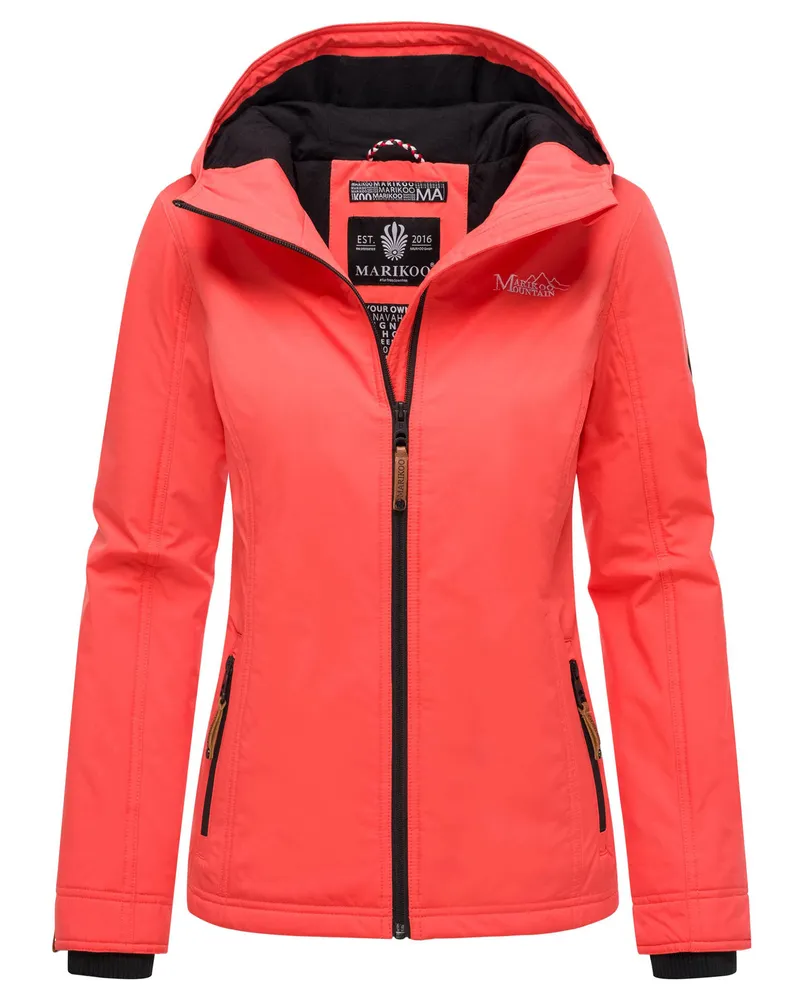 Marikoo Damen Übergangsjacke leichte wind- und wasserabweisende Jacke mit Kapuze Coral Pink Rosa