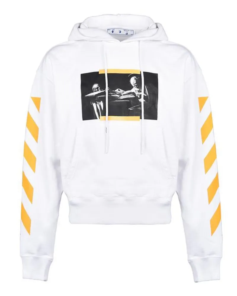 OFF-WHITE Karawane Malerei über weißem Hoodie Weiß