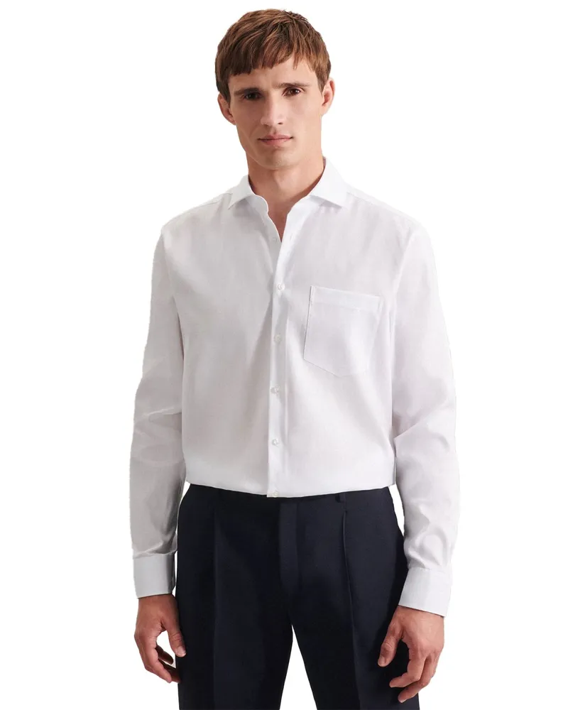 Seidensticker Hemd für Herren, Oxford-Stil, Regulär, Langärmlig (Weiß Weiß