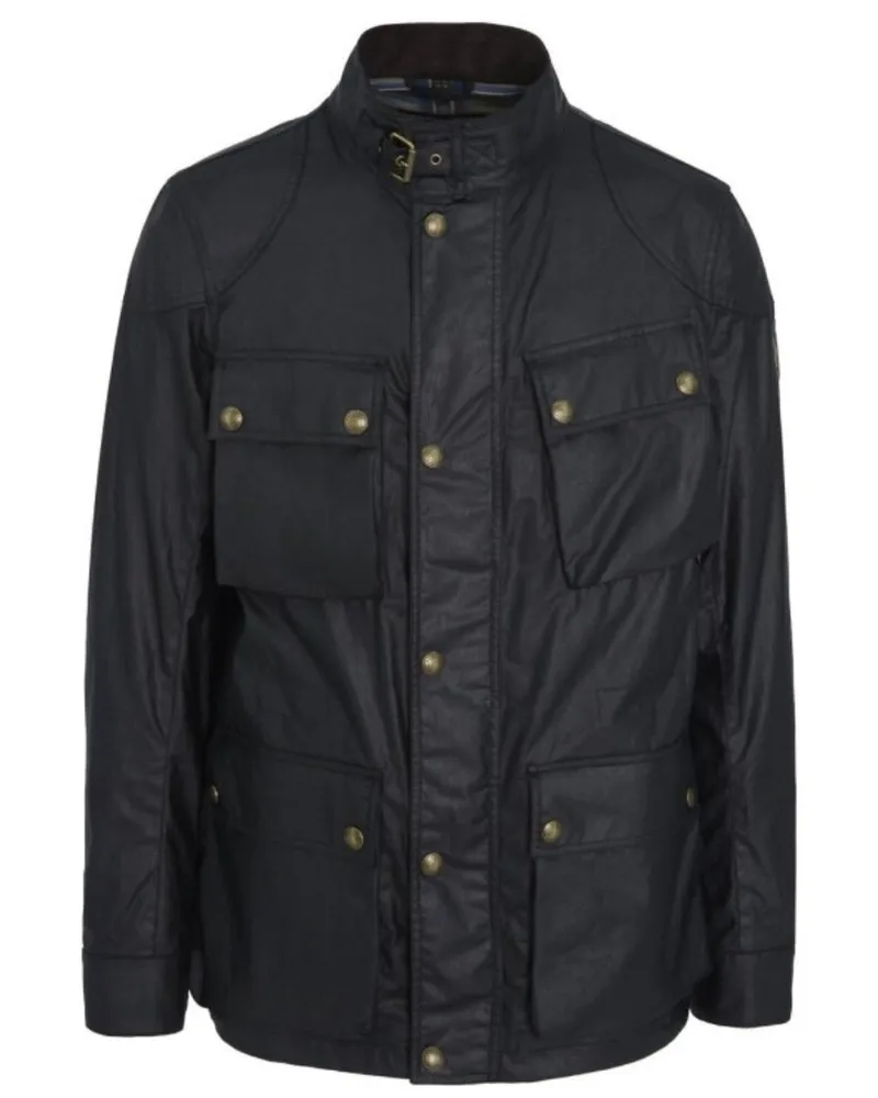 Belstaff Fieldmaster schwarze gewachste Jacke Schwarz