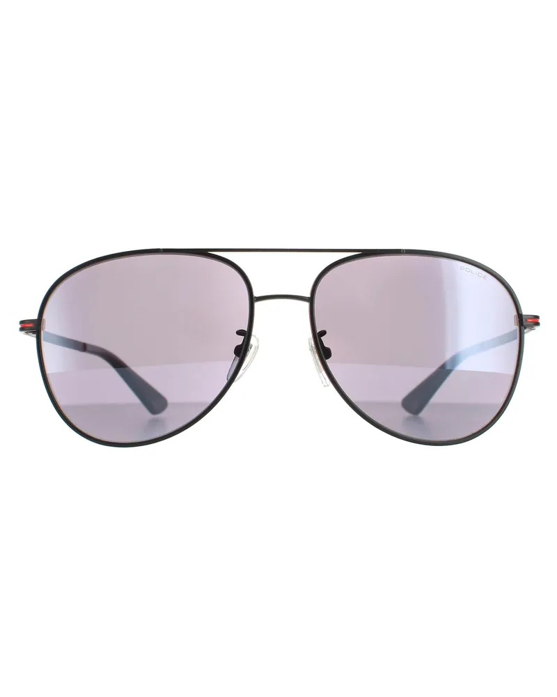 Police Polizei Aviator Mens Matte Schwarz Rauch Spiegel Silber SPL777C Chief 1 Schwarz
