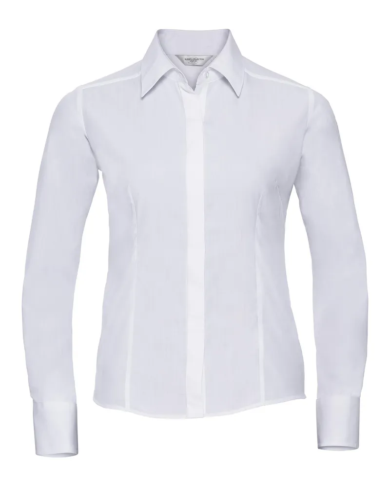 Russell Athletic Russell Collection Popelin Bluse / Hemd, Langarm, pflegeleicht, tailliert (Weiß Weiß