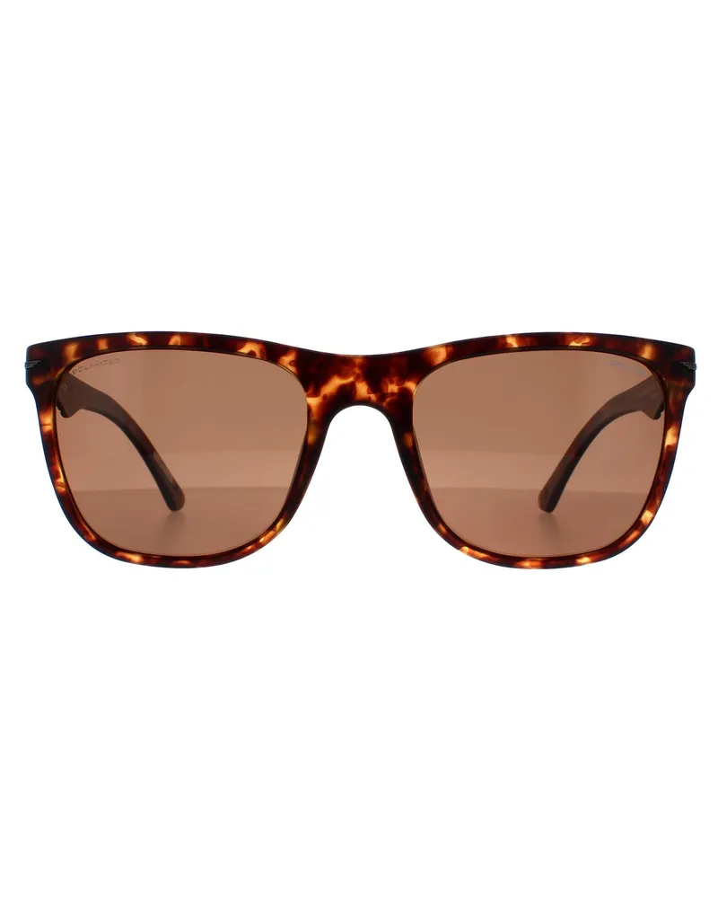 Police Rectangle Mens Matte Dark Havana Brown SPL357 Blackbird Light 2 Braun