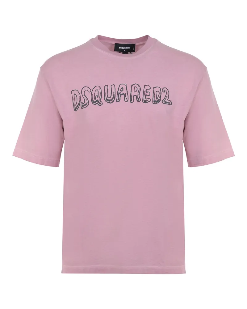 Dsquared2 Best Fade Loose Fit Cartoon Logo T-shirt Dusty Antic Rose Rosa
