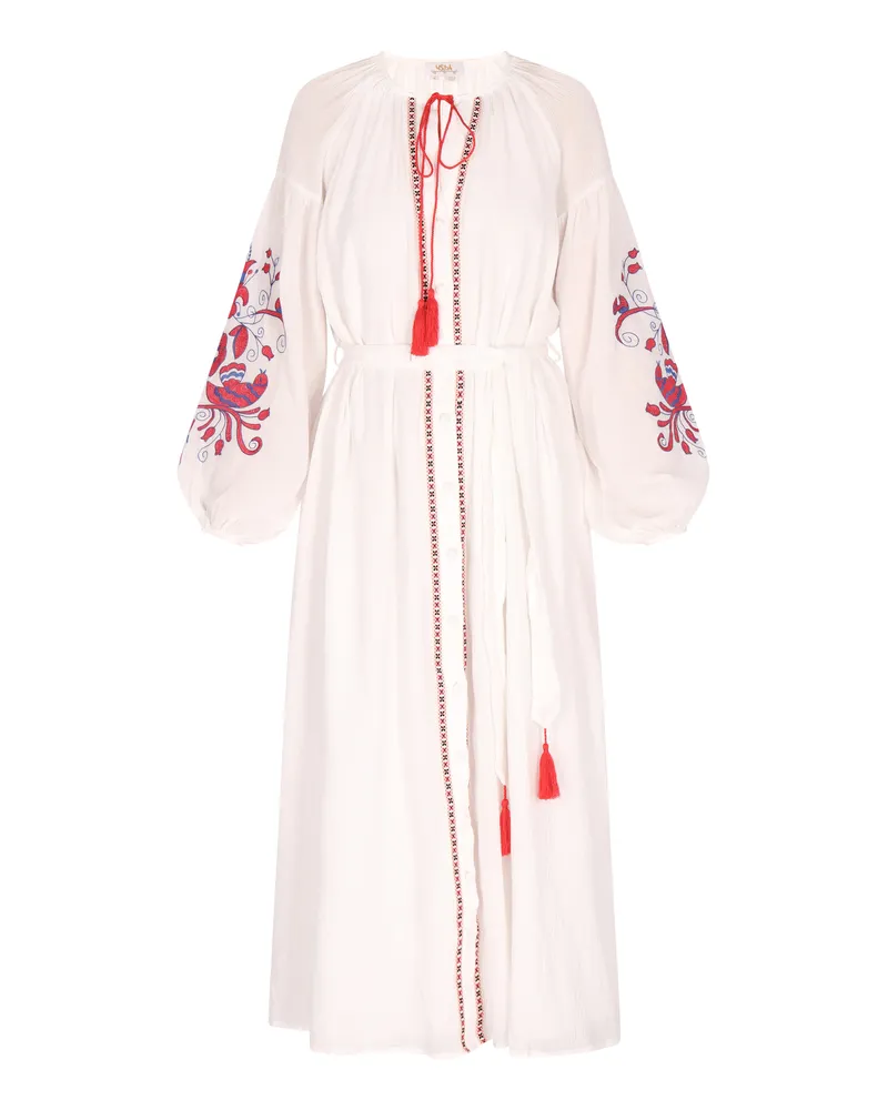 Usha Kleid Damen Weiss Rosa Weiß