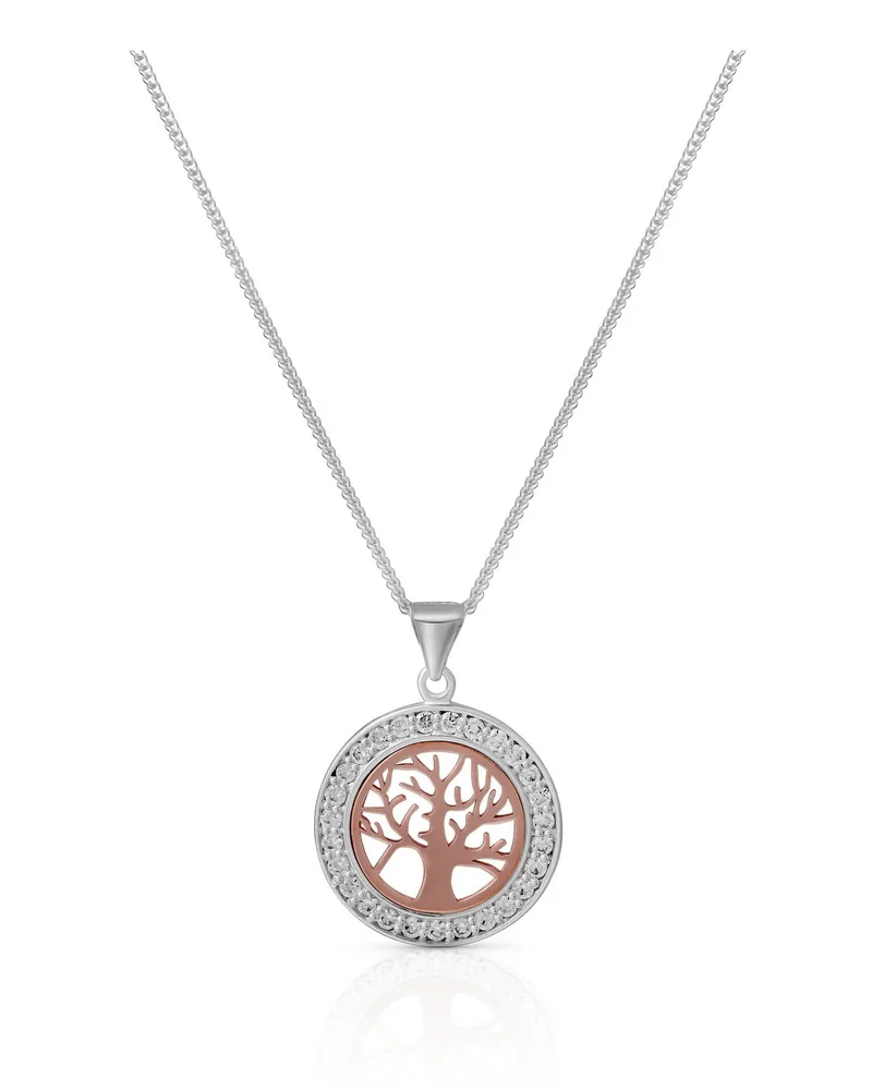 ZEEme Silber Halskette Silber 925 zweifarbig mit Lebensbaum-Motiv Mehrfarbig