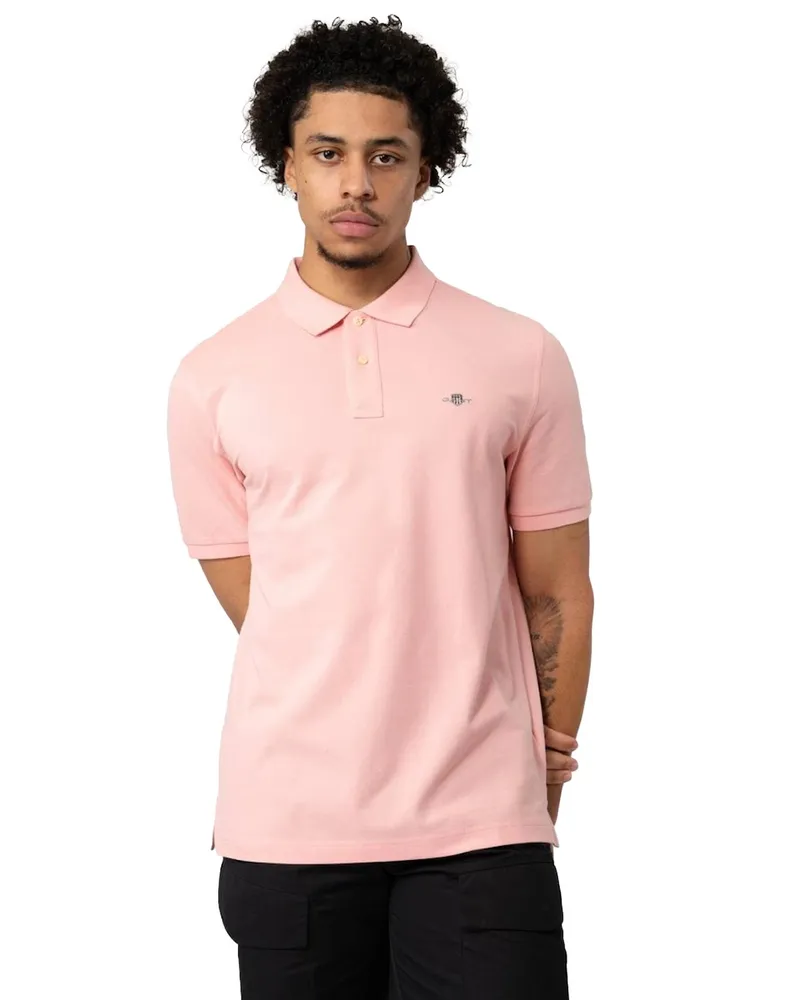 Gant Herren Kurzarm Pique Polo Shirt Rosa