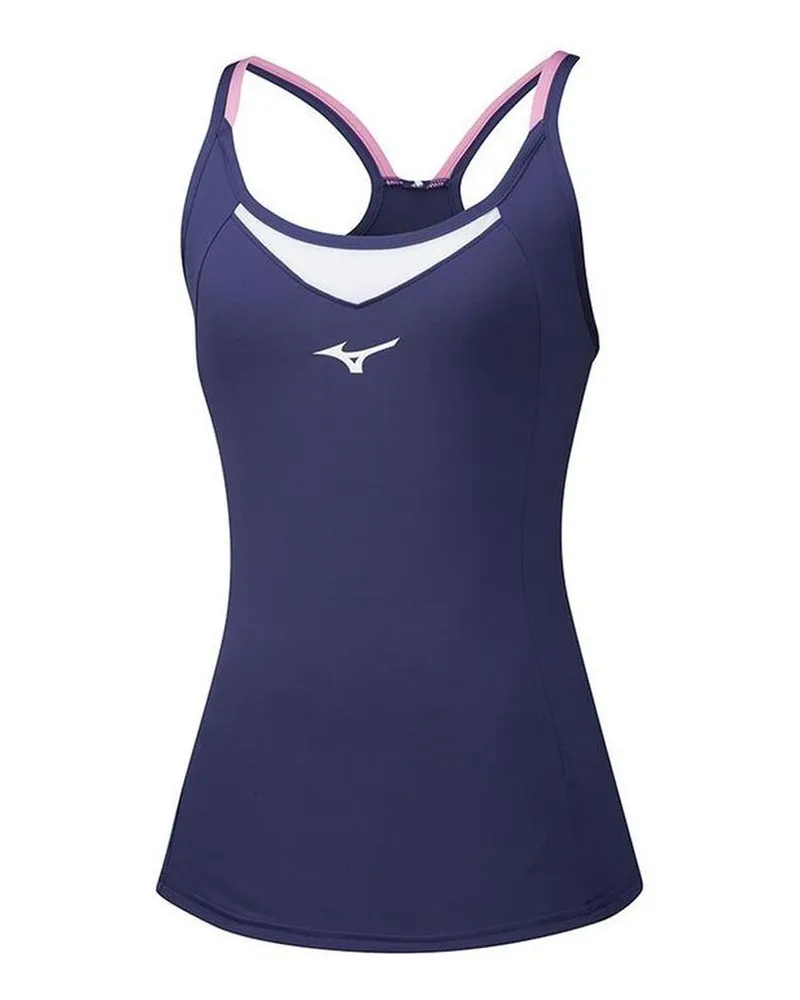 Mizuno Drylit Womens Marine/Weiß -Tank -Top Marineblau